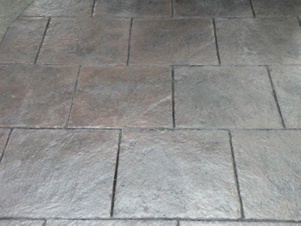 Cottage Slate stamped concrete with a large rectangular stone pattern and subtle texture.