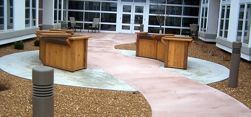 A decorative commercial concrete patio.