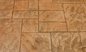 Regal Ashlar stamped concrete with natural stone texture and a varied rectangular pattern.