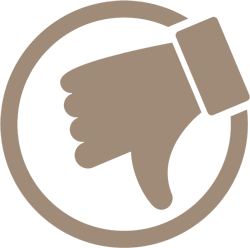Brown hand giving thumbs-down inside a brown circle.