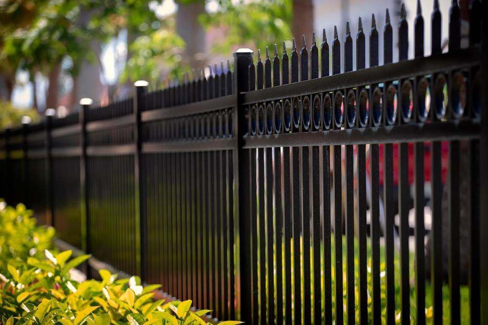 Black Metal Fence Beside Green Shrubs Along A Sidewalk — A & B Lattice World & Patios In Cassowary Coast, QLD