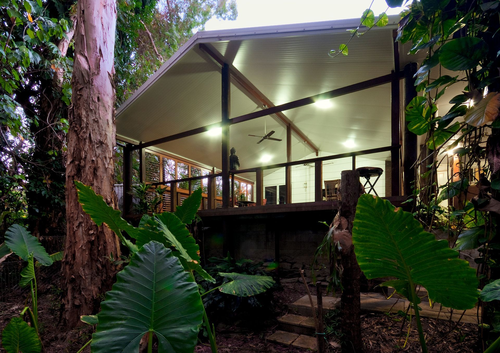 A White Aluminium Staircase Handrail — A & B Lattice World & Patios in Bungalow, QLD