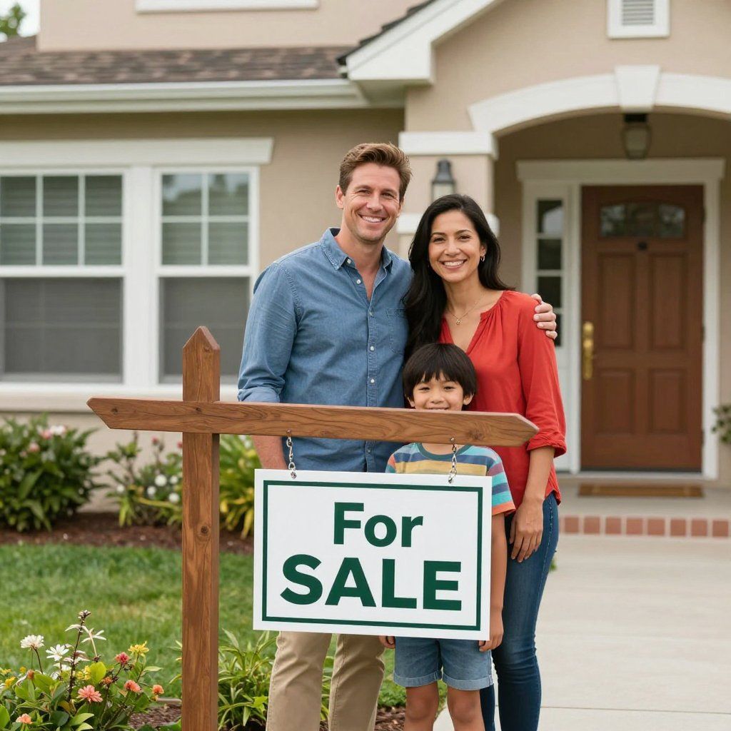 family outside a house