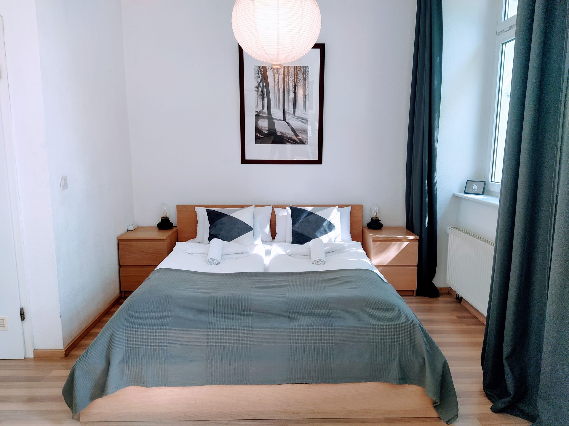 There is a picture on the wall above the bed in the bedroom in our holiday apartment in Berlin.