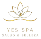 Logotipo de spa con flor de loto dorada y el texto “YES SPA SALUD & BELLEZA”