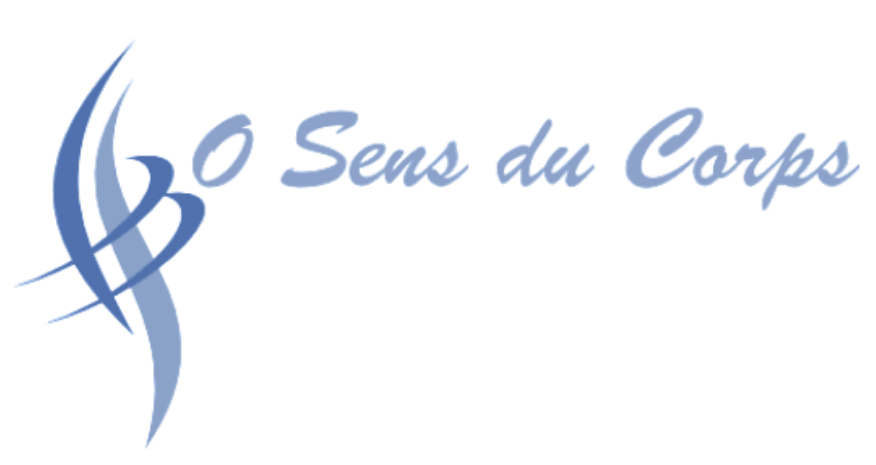Logo : « 30 Sens du Corps » en caractères bleu clair, avec des lignes et des courbes bleues stylisées.