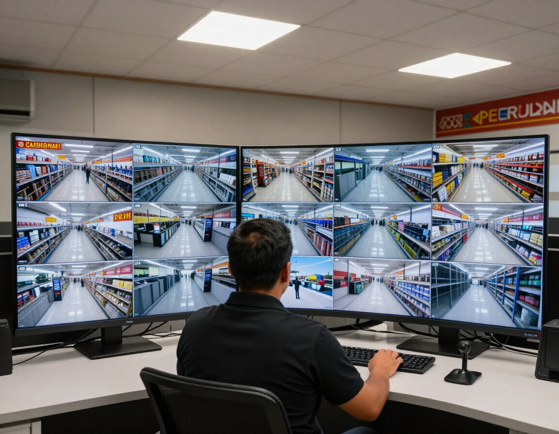Monitor con imágenes de varias cámaras de seguridad