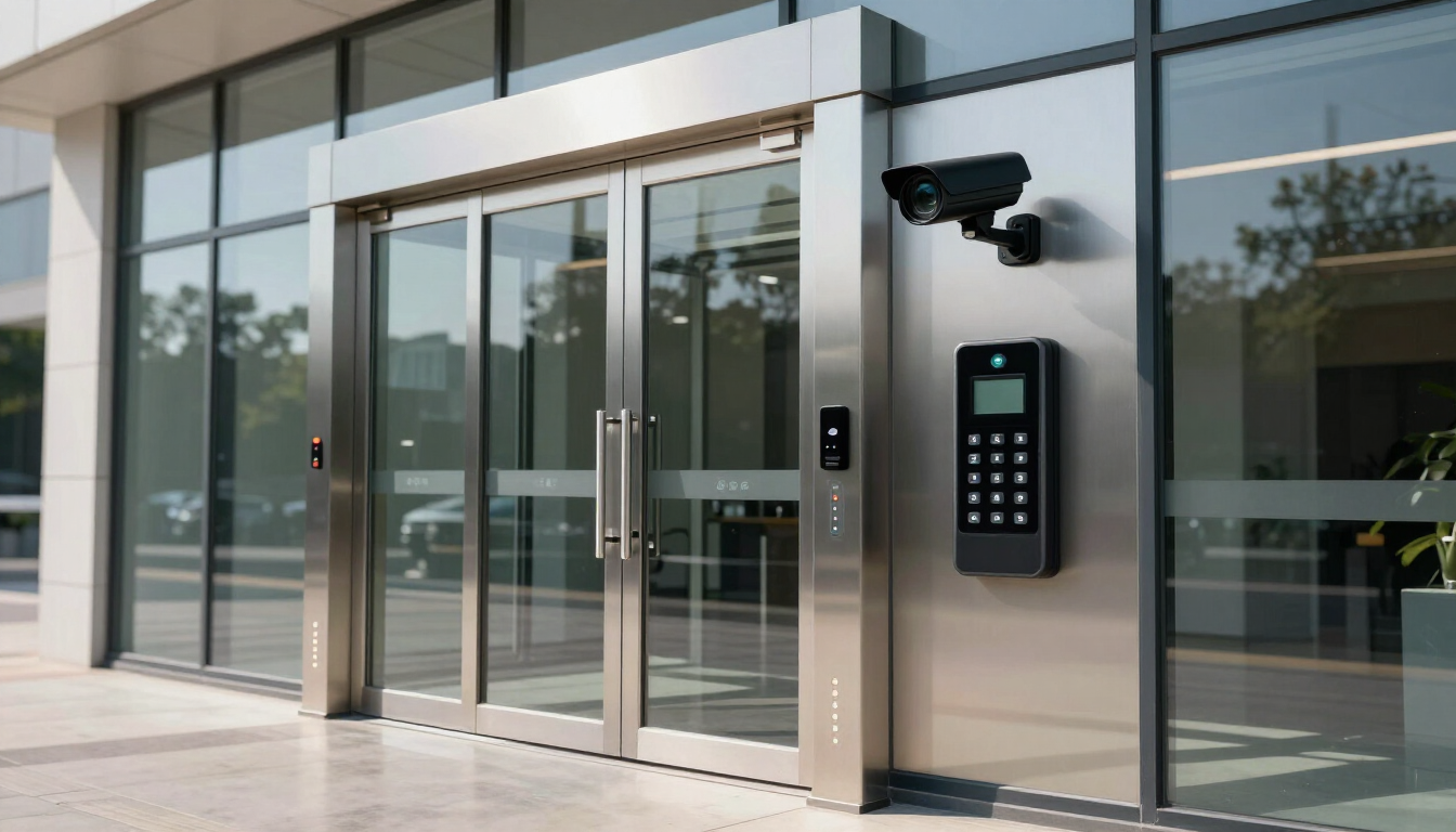 Sistema de control de acceso con puerta automática y cámara