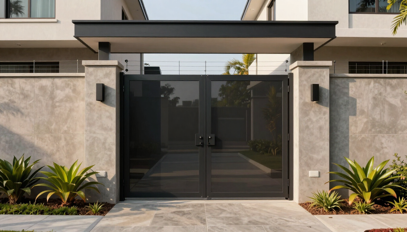 Puerta automática con cerco eléctrico instalada en Lima