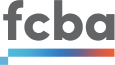 Een logo voor fcba met een blauw, rood en witte streep.