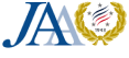 Een logo voor jaa met een lauwerkrans op een witte achtergrond.
