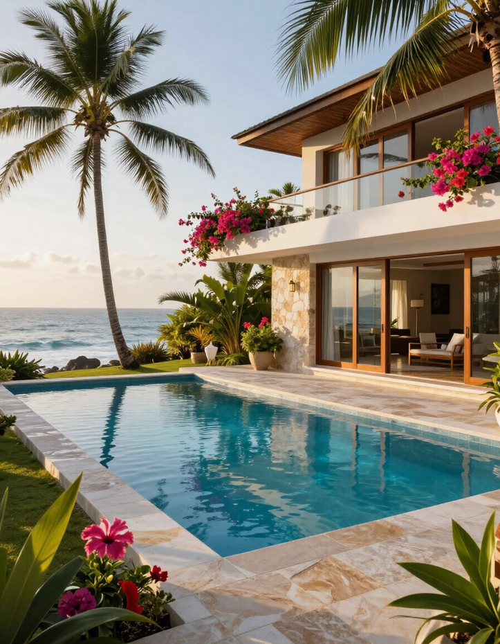 Luxury coastal villa protected by property insurance