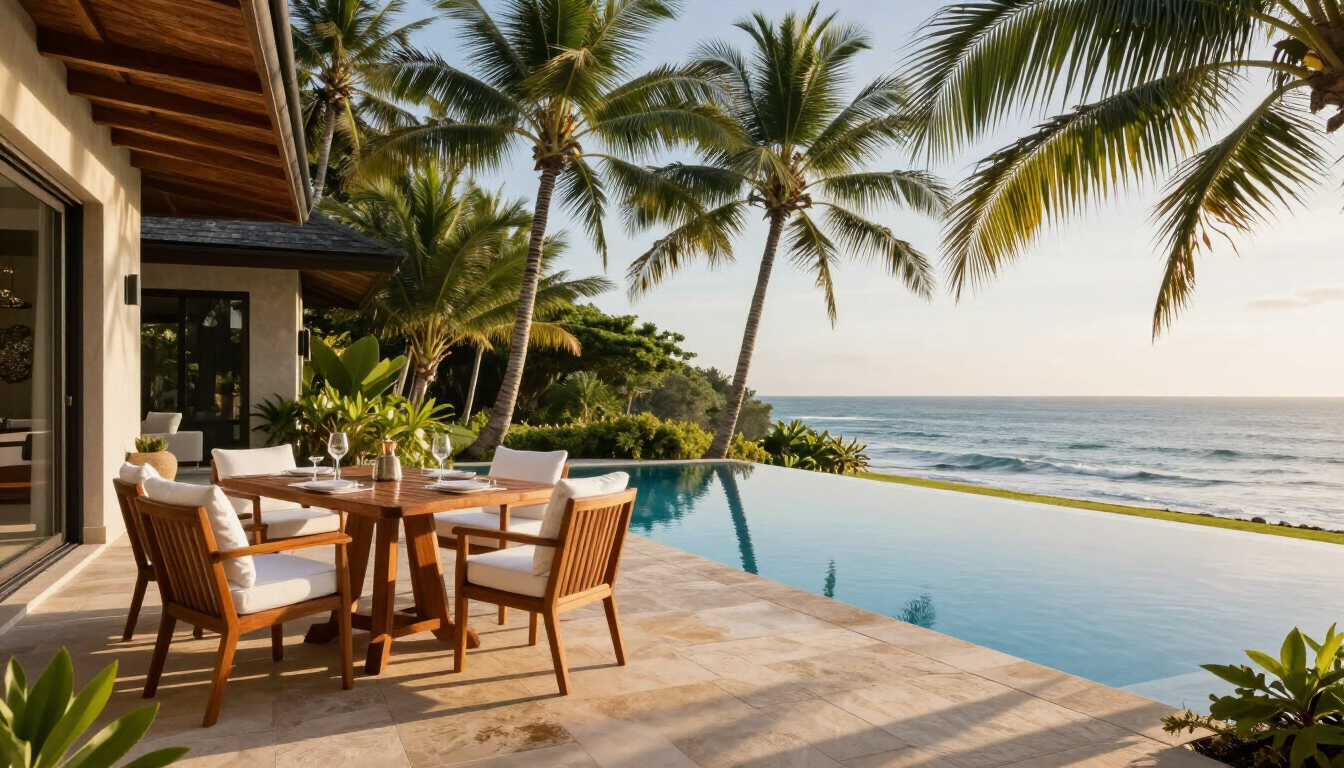 Private pool and shaded terrace at a luxury Kenyan Coast residence