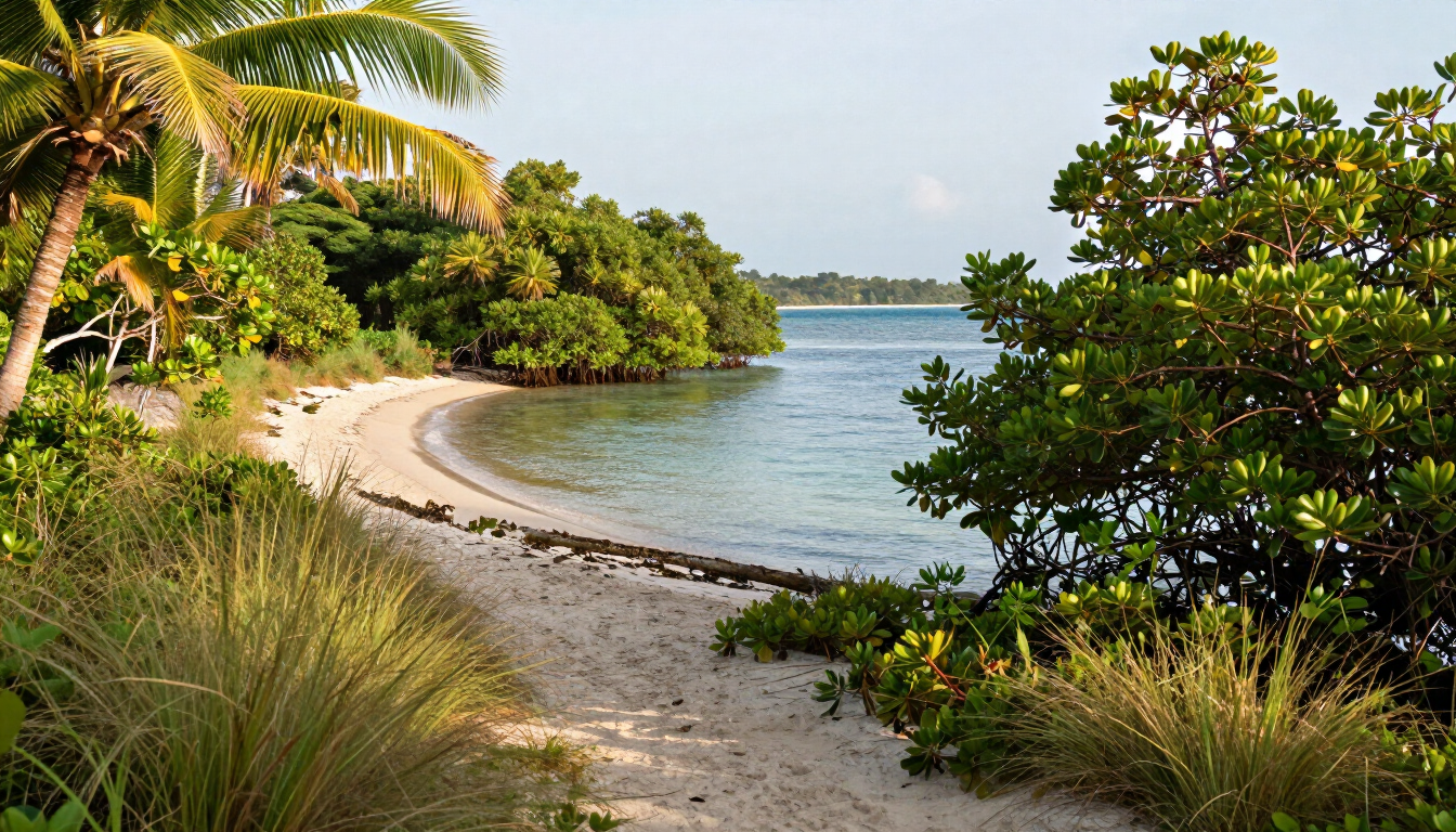 Coastal land and mangrove scenery near Blue Lagoon, Watamu
