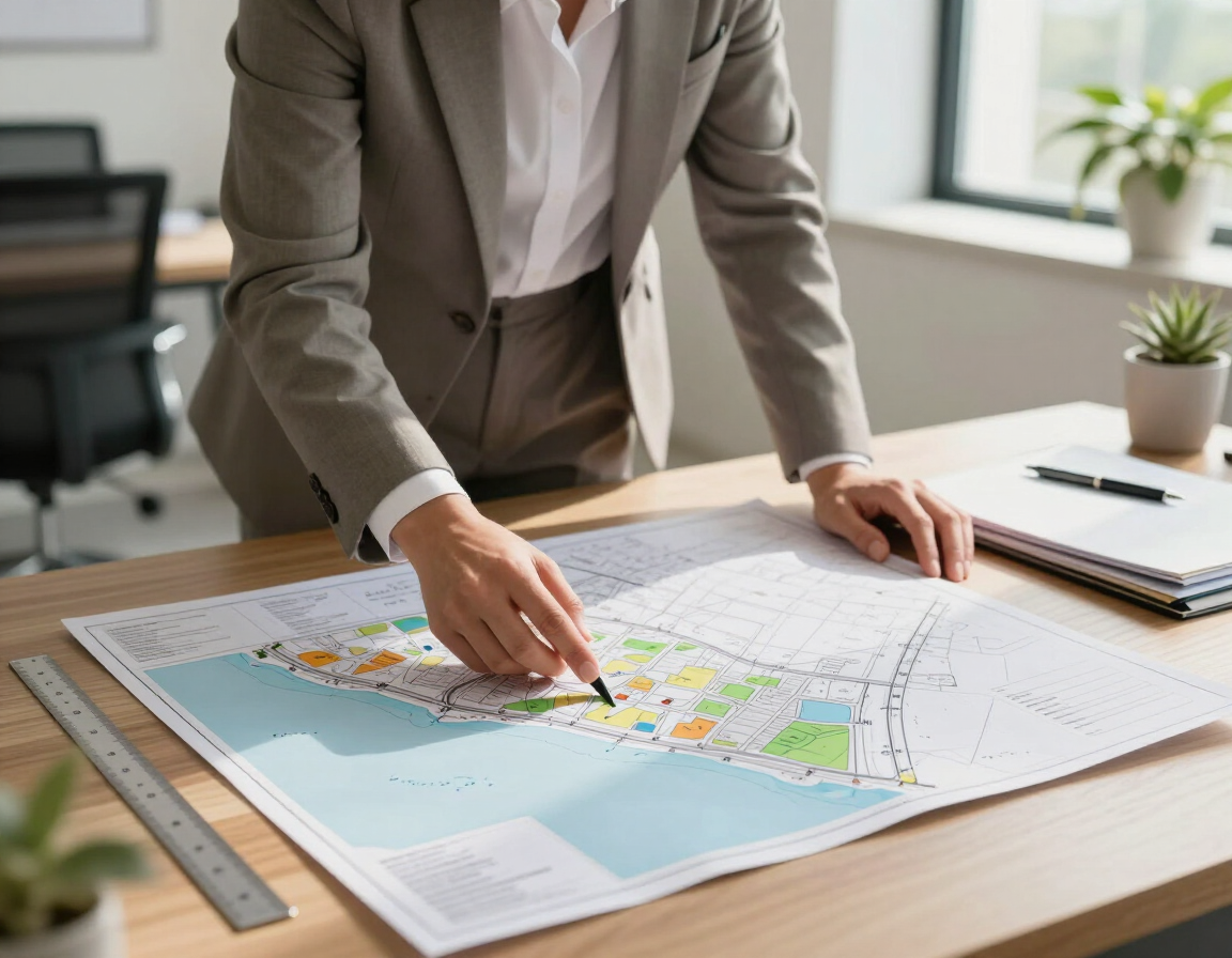 Property investor reviewing a Watamu development map and investment checklist
