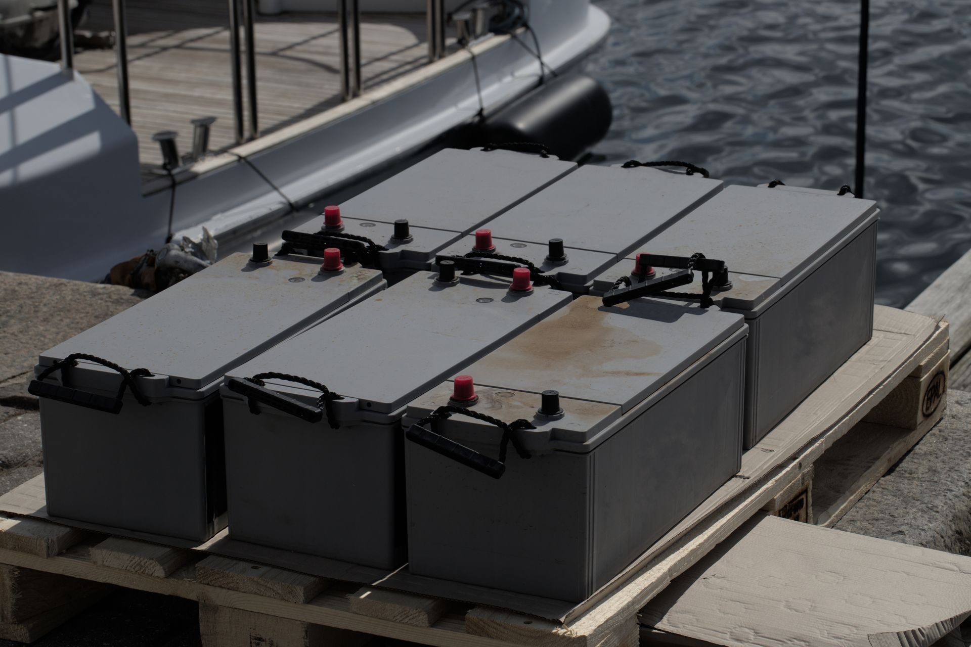 Four Large Gray Batteries Connected Together — ASAP Batteries & Breakdowns in Helensvale, QLD