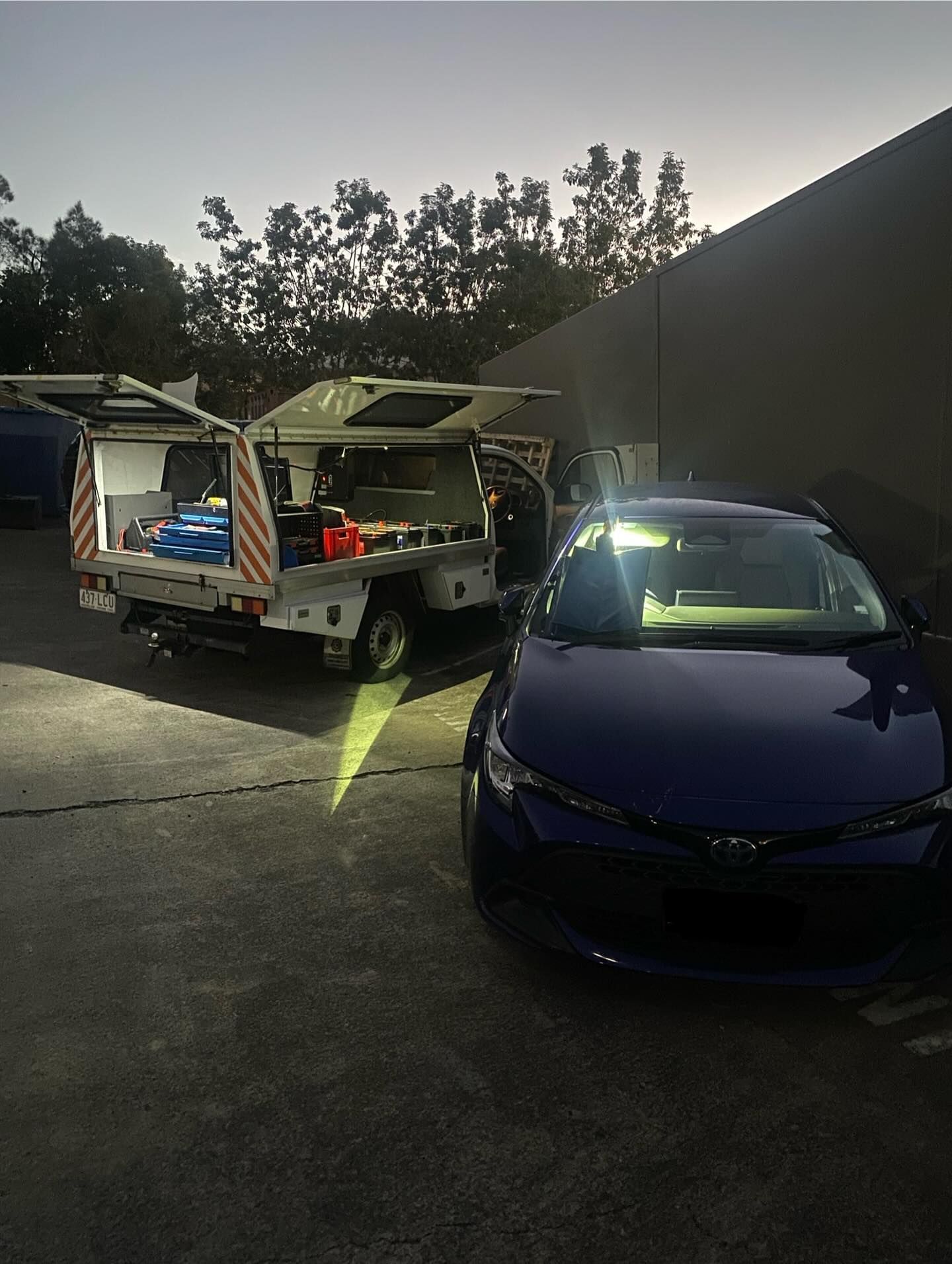 A White Utility Truck With Its Rear Doors Open — ASAP Batteries & Breakdowns in Nerang, QLD
