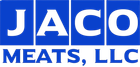 The blue and white logo for Jaco Meats, LLC, features the word "JACO" in boxes above the words "MEATS, LLC."