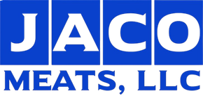 The blue and white logo for Jaco Meats, LLC, features the word "JACO" in boxes above the words "MEATS, LLC."
