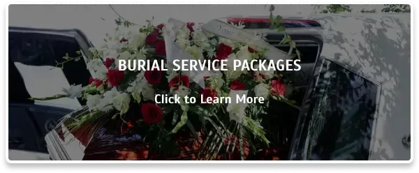 Flowers on a hearse with text overlay
