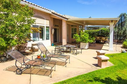 house with concrete patio