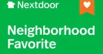 A green sign that says nextdoor neighborhood favorite