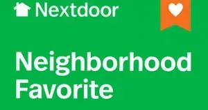 A green sign that says nextdoor neighborhood favorite