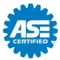 The logo for ase certified is a blue gear.