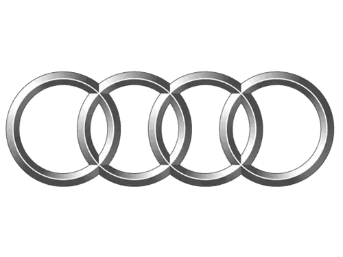 A close up of the audi logo on a white background.