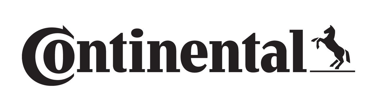 The continental logo is black and white and has a horse on it.