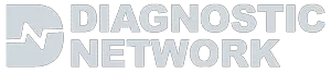 The word diagnostic network is written in white letters on a white background.