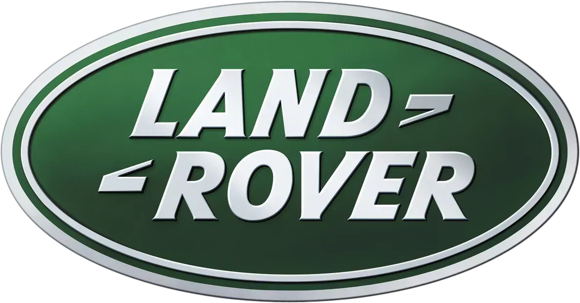 The logo for land rover is green and white.