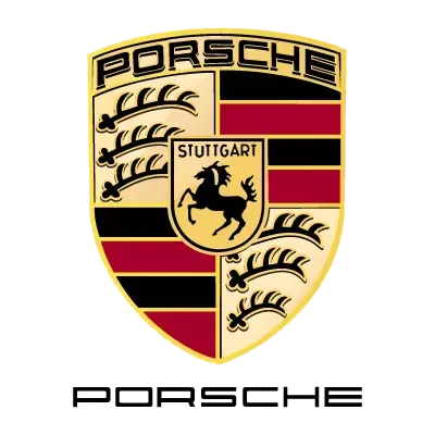 A porsche logo with a horse on it