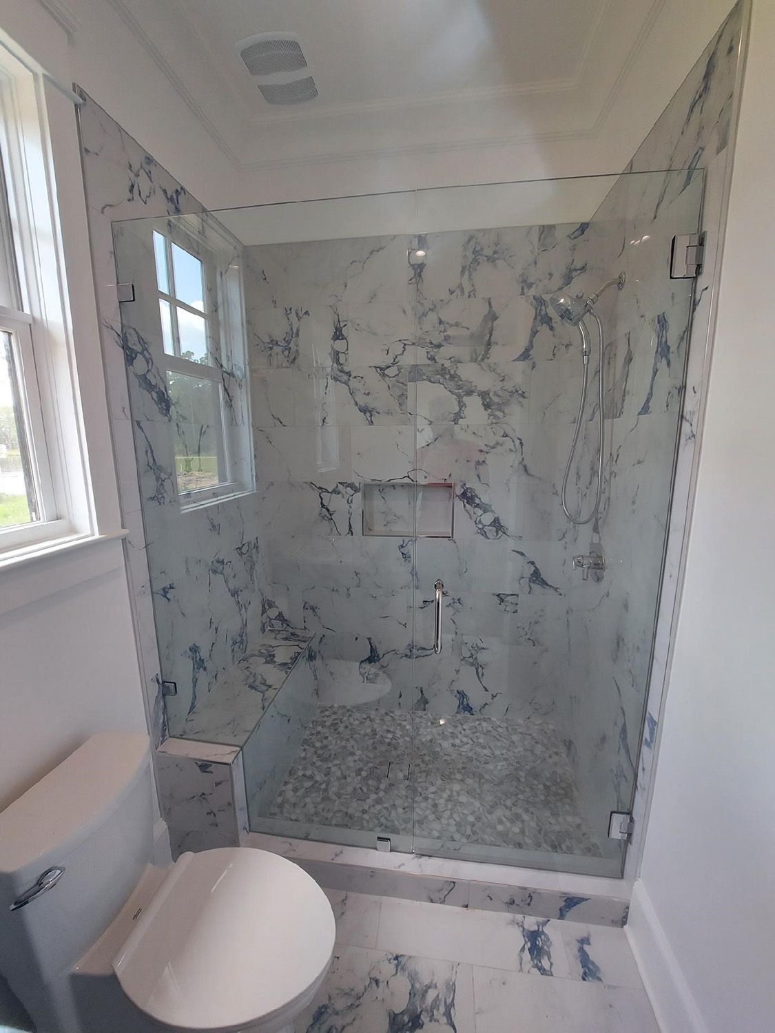 Frameless shower door 117
