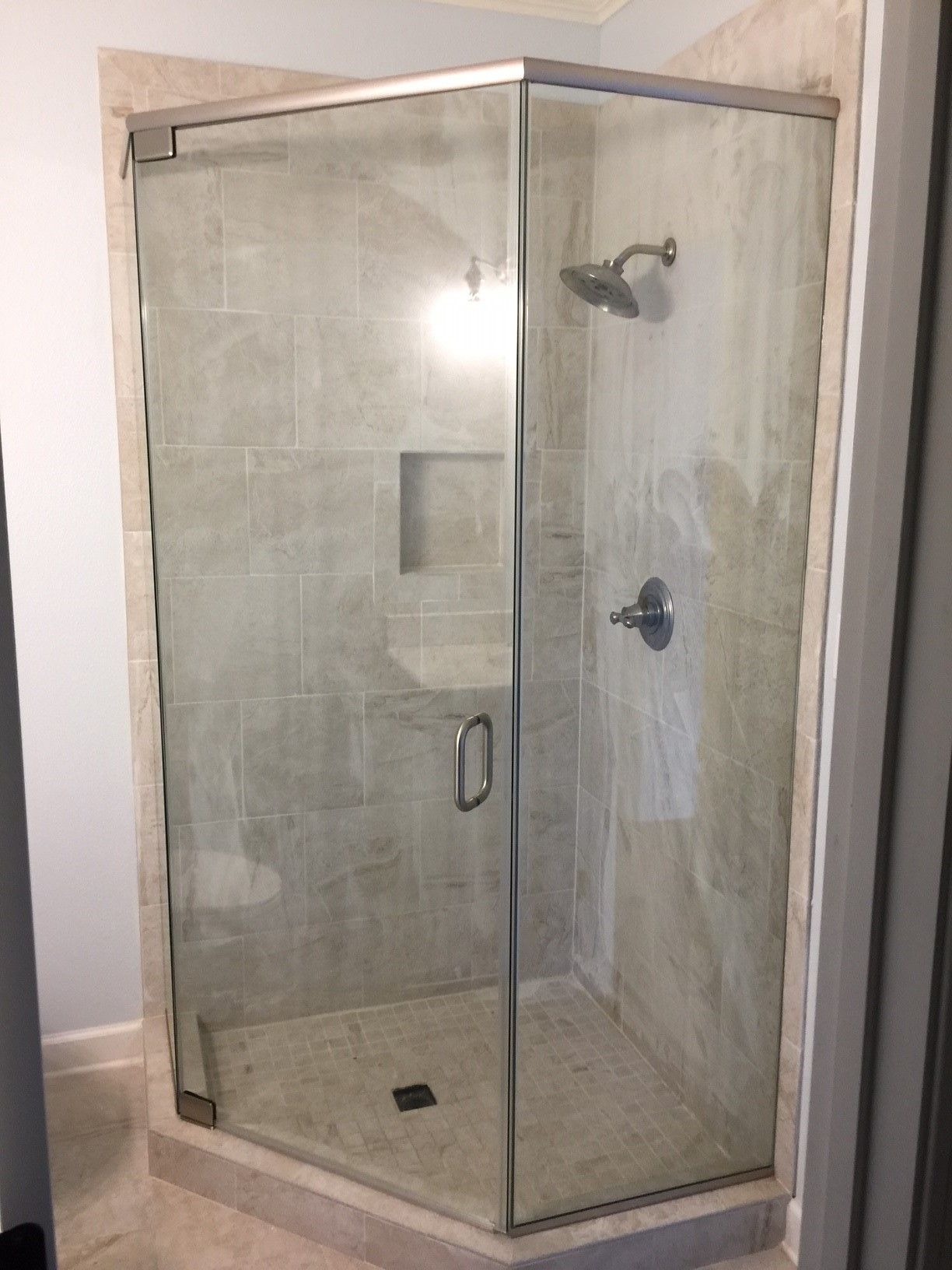 Frameless shower door 112