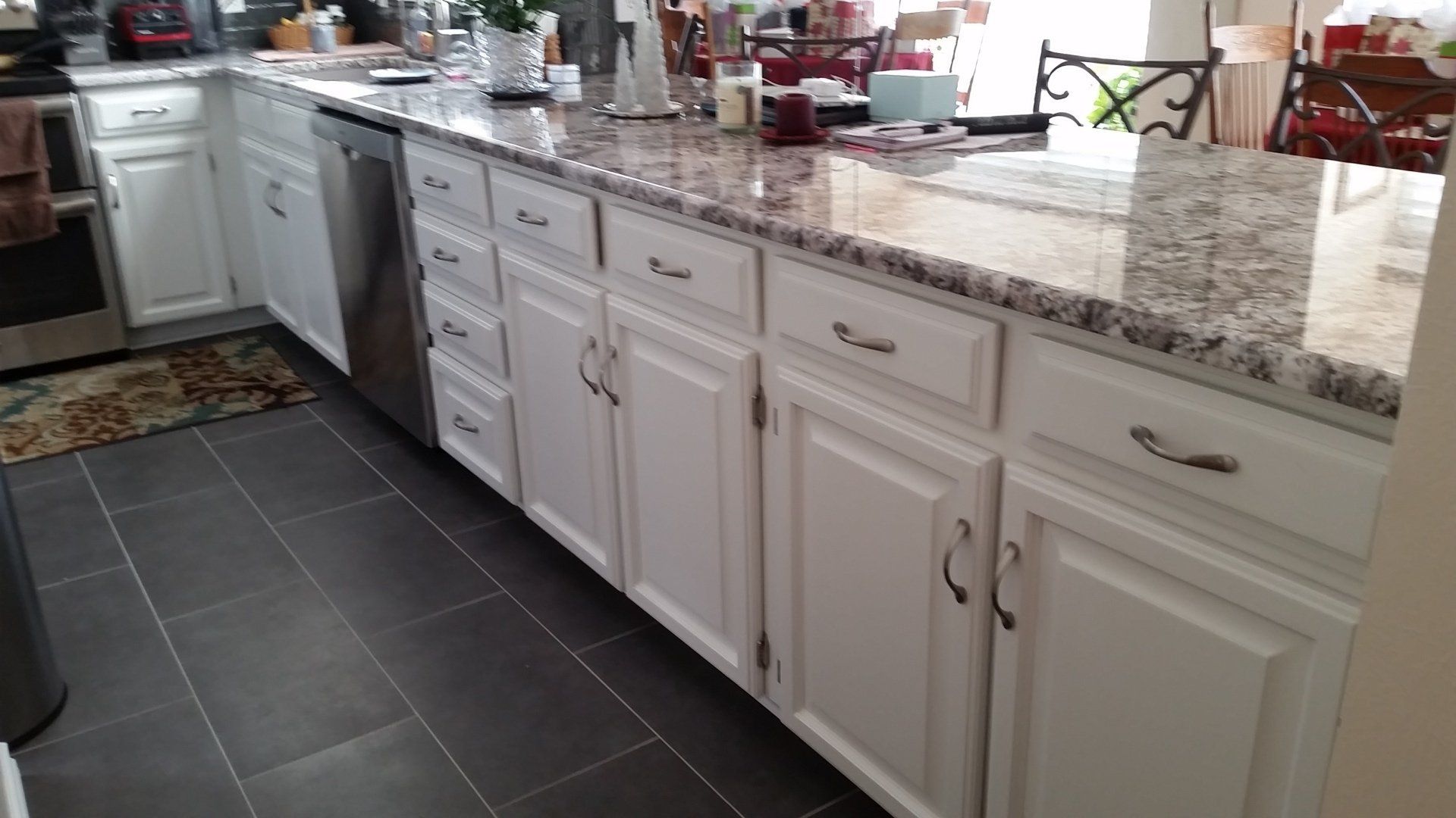 white cabinets painted in kitchen
