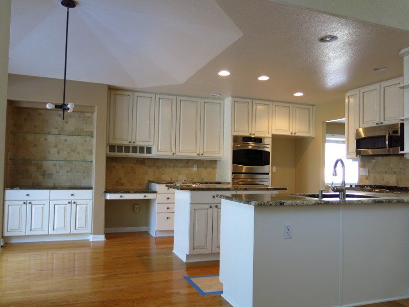 Cabinets in Kitchen painted White Dove Benjamin Moore