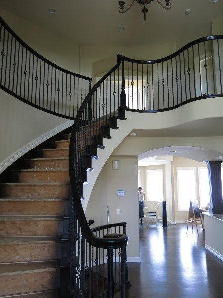 Newly painted Black stair railing