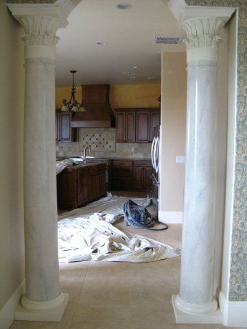 faux marble finish on pillars in home