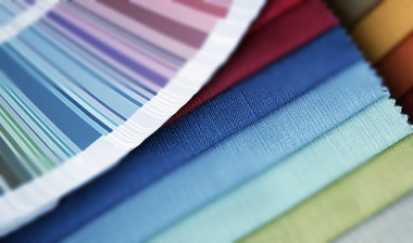 sample of paint swatch and fabric swatches