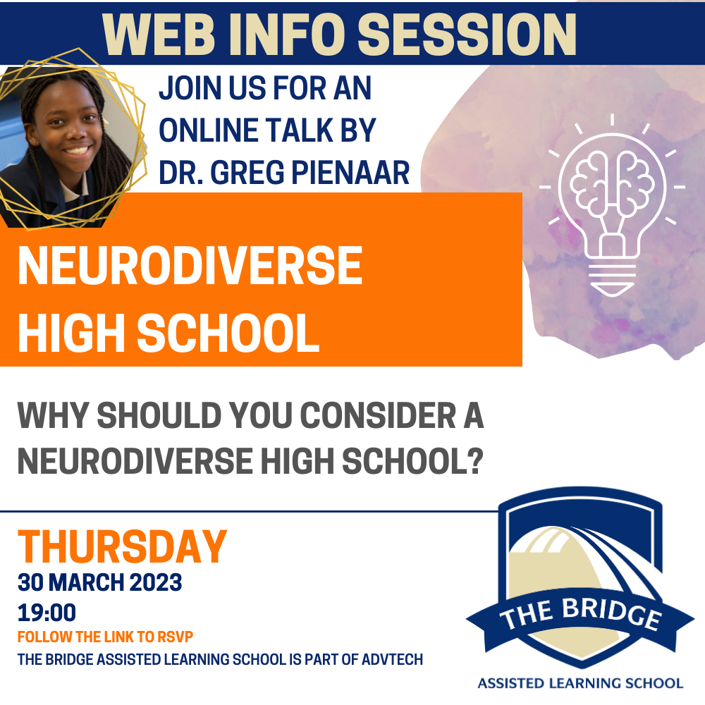 A poster for a web info session on neurodiverse high school