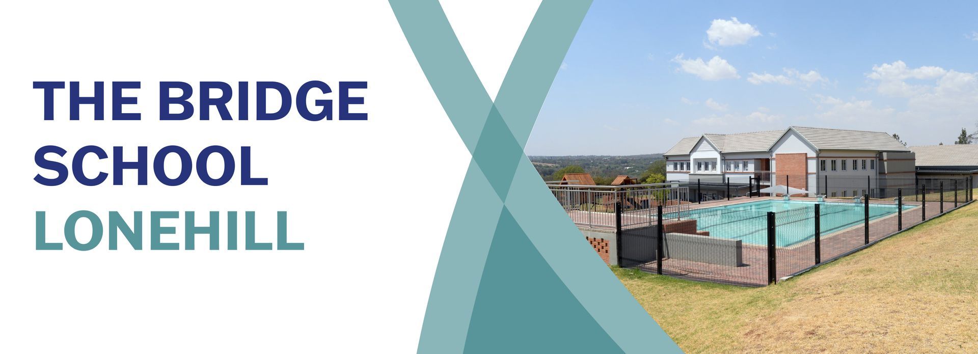 The Bridge School in Lonehill. A school with a pool, blue and green design.