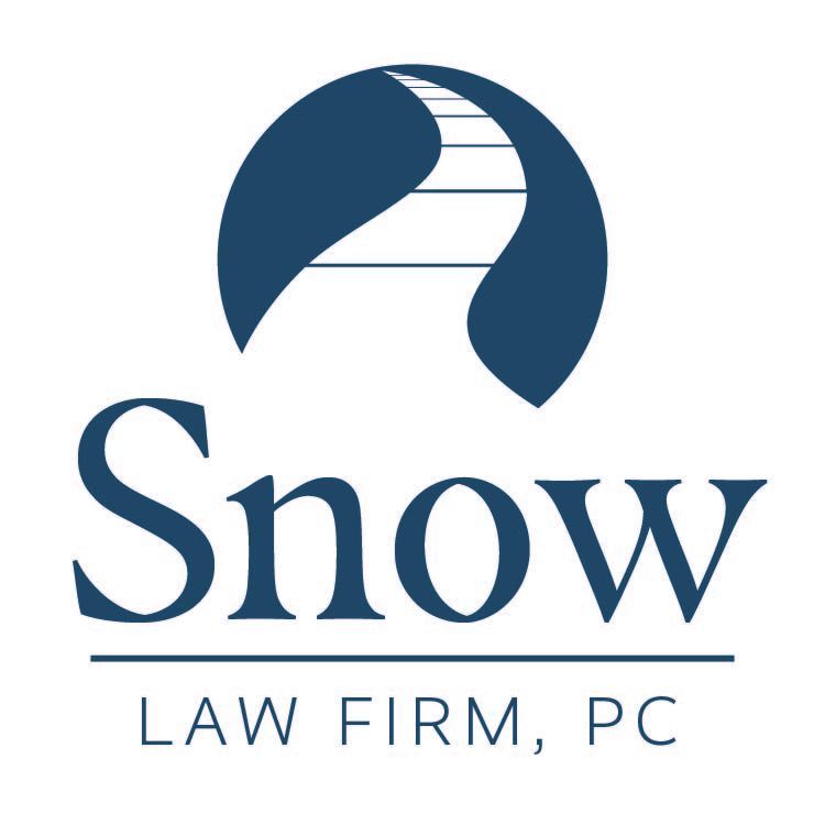 Snow Law Firm, PC logo in blue and white