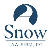 Snow Law Firm, PC logo in blue and white
