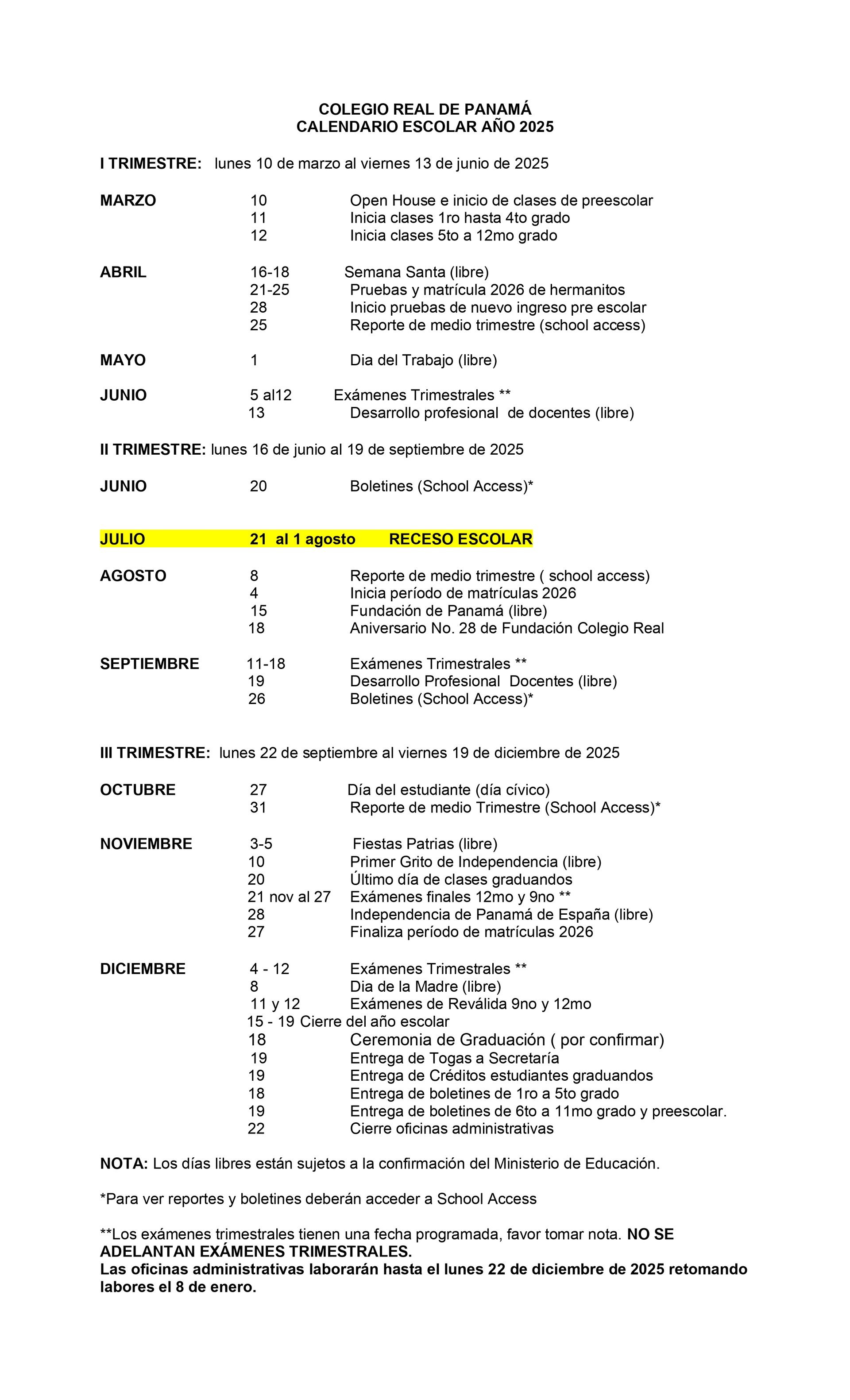 Calendario escolar 2025 panama 6