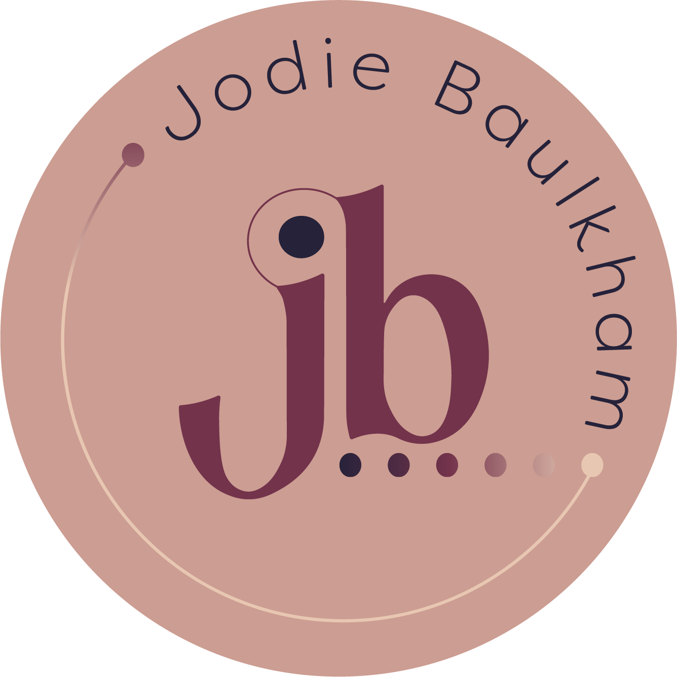 A logo for jodie baulkham with a circle around it