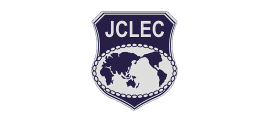 A logo for jclec with a map of the world on it