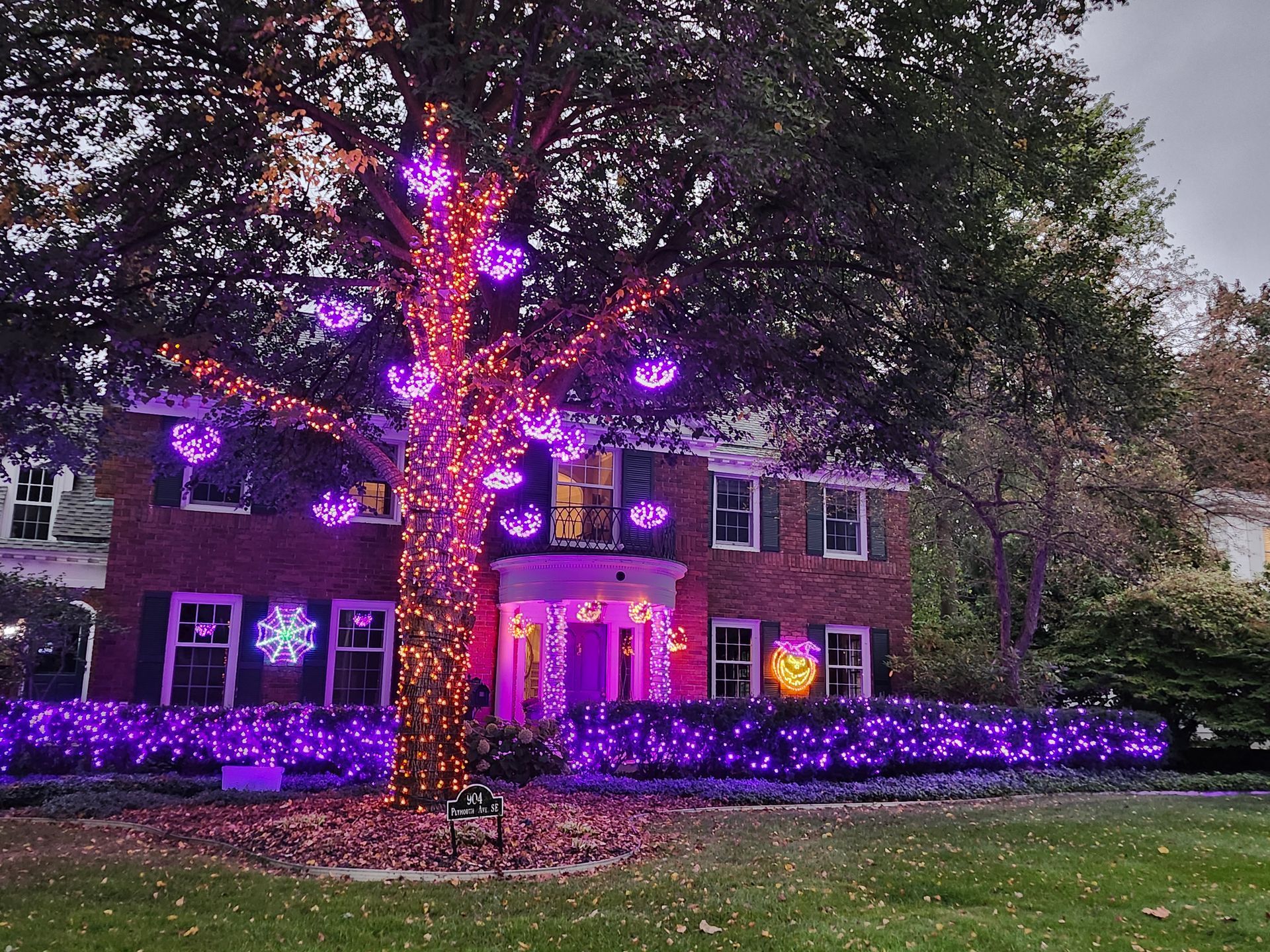 Halloween LED lights of dark purple & orange with matching shimmering spheres