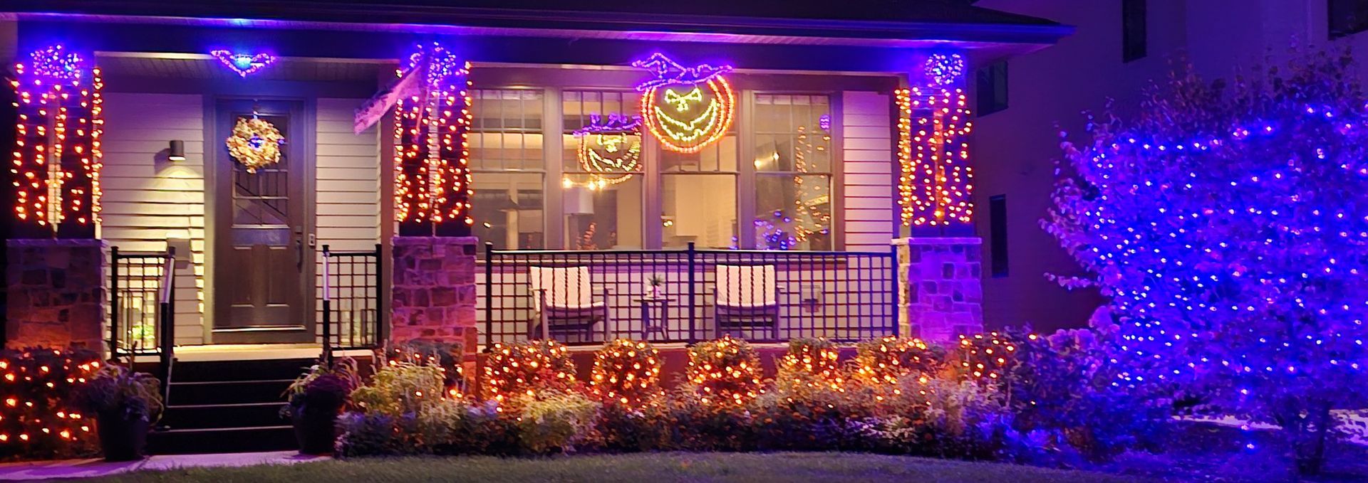 halloween lighting installation in greater grand rapids