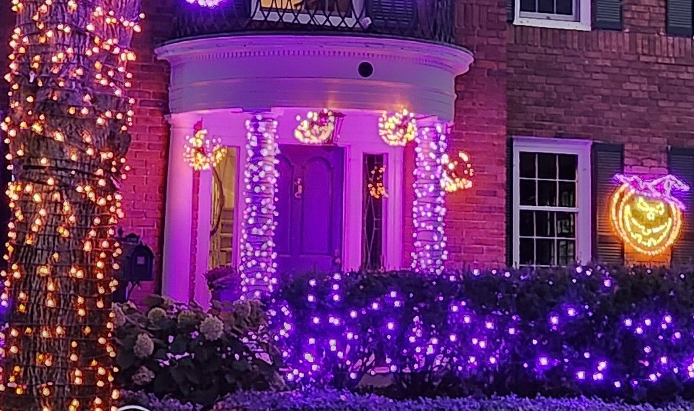 Purple LED Lights with Orange Twinkling Shimmering Spheres